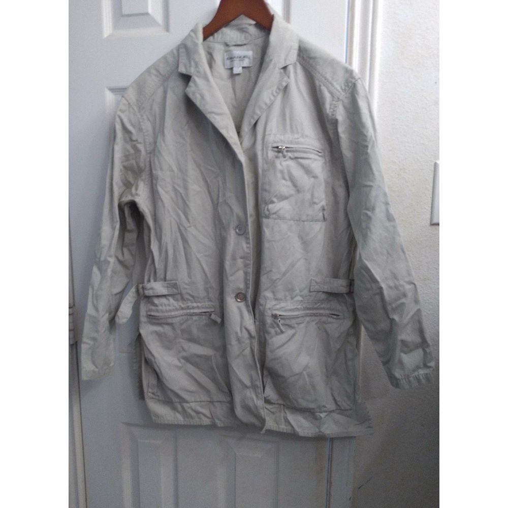 Vintage‎ Safari Jacket Utility Pockets Lightweight Tan Blazer Style